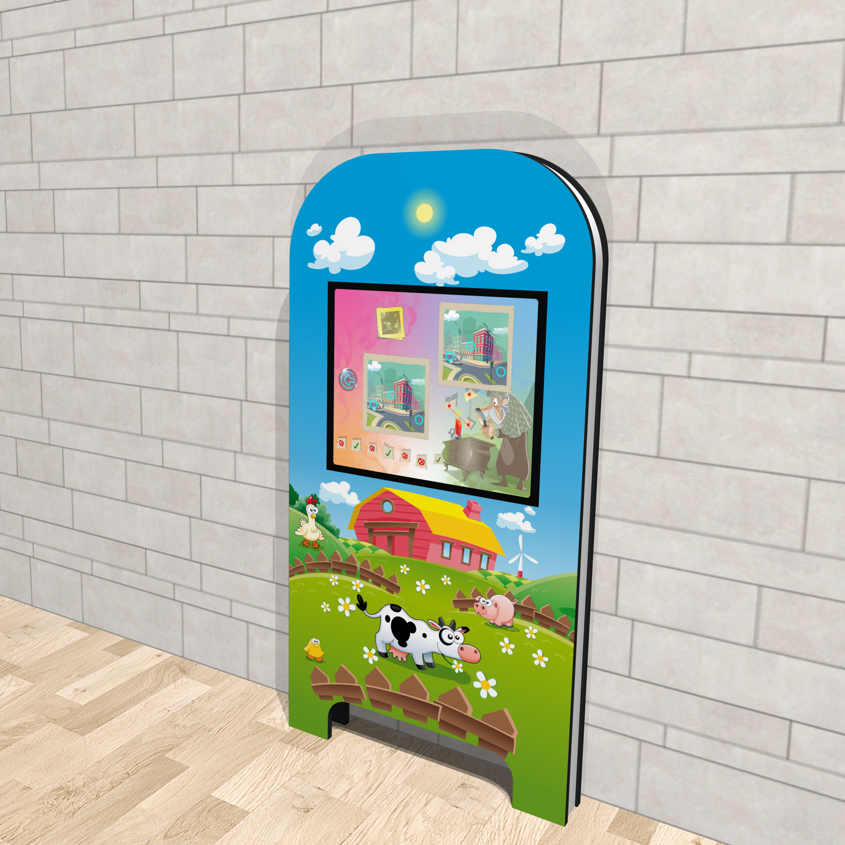 Magic Wall deluxe Farm Kinderterminal Kindercomputer Touchscreen Kinderspielecke Uno22