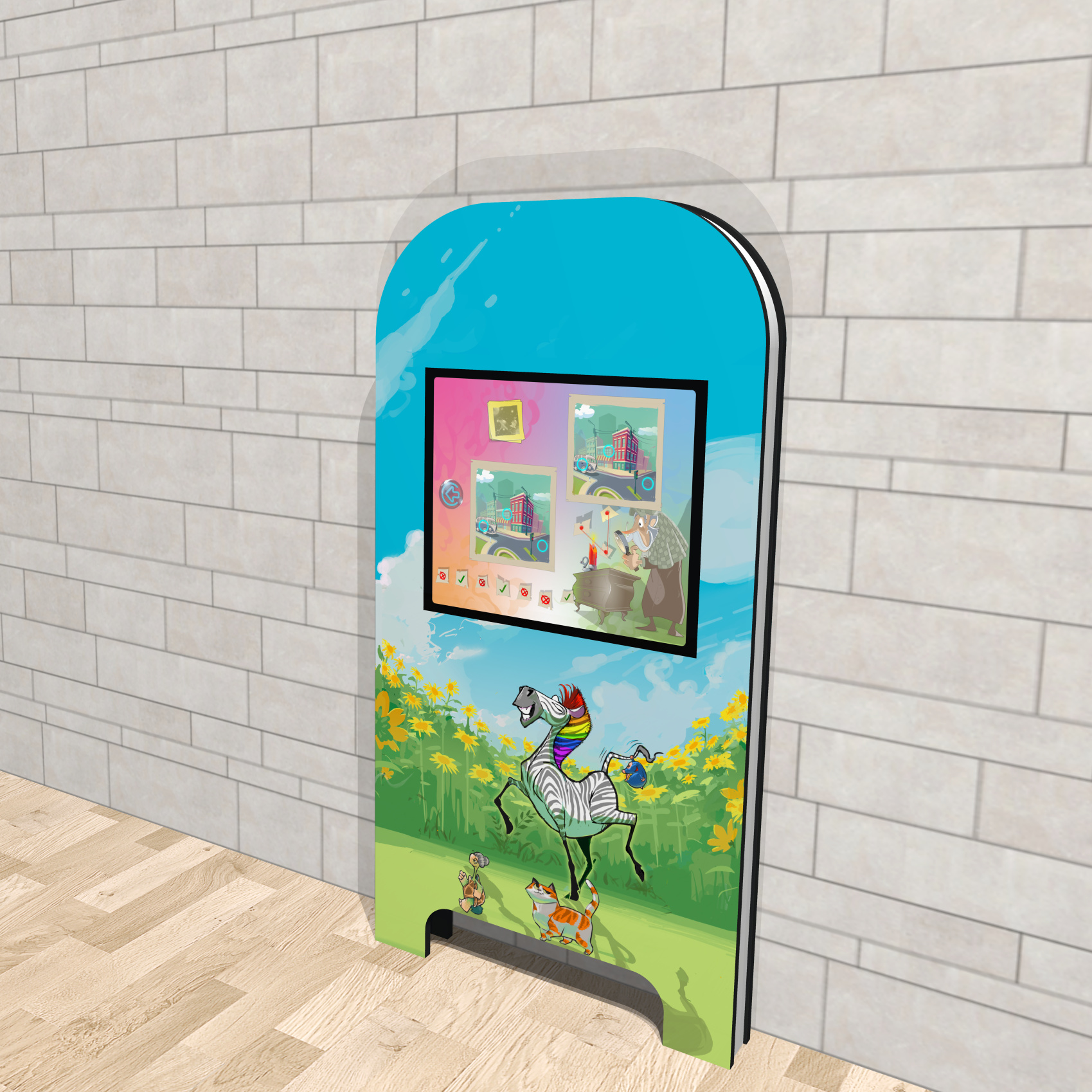 Magic Wall deluxe Frühlingswiese Kinderterminal Kindercomputer Touchscreen Kinderspielecke Uno22