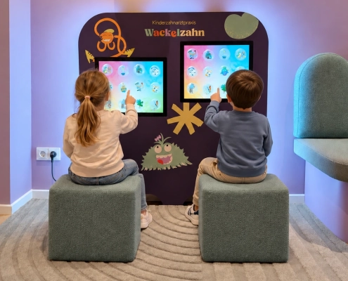 Magic Wall superior Zahnarztpraxis Digitale Kinderspielecek mit Touchscreen Magic Wall superior Zahnarztpraxis mit 2 Kindern