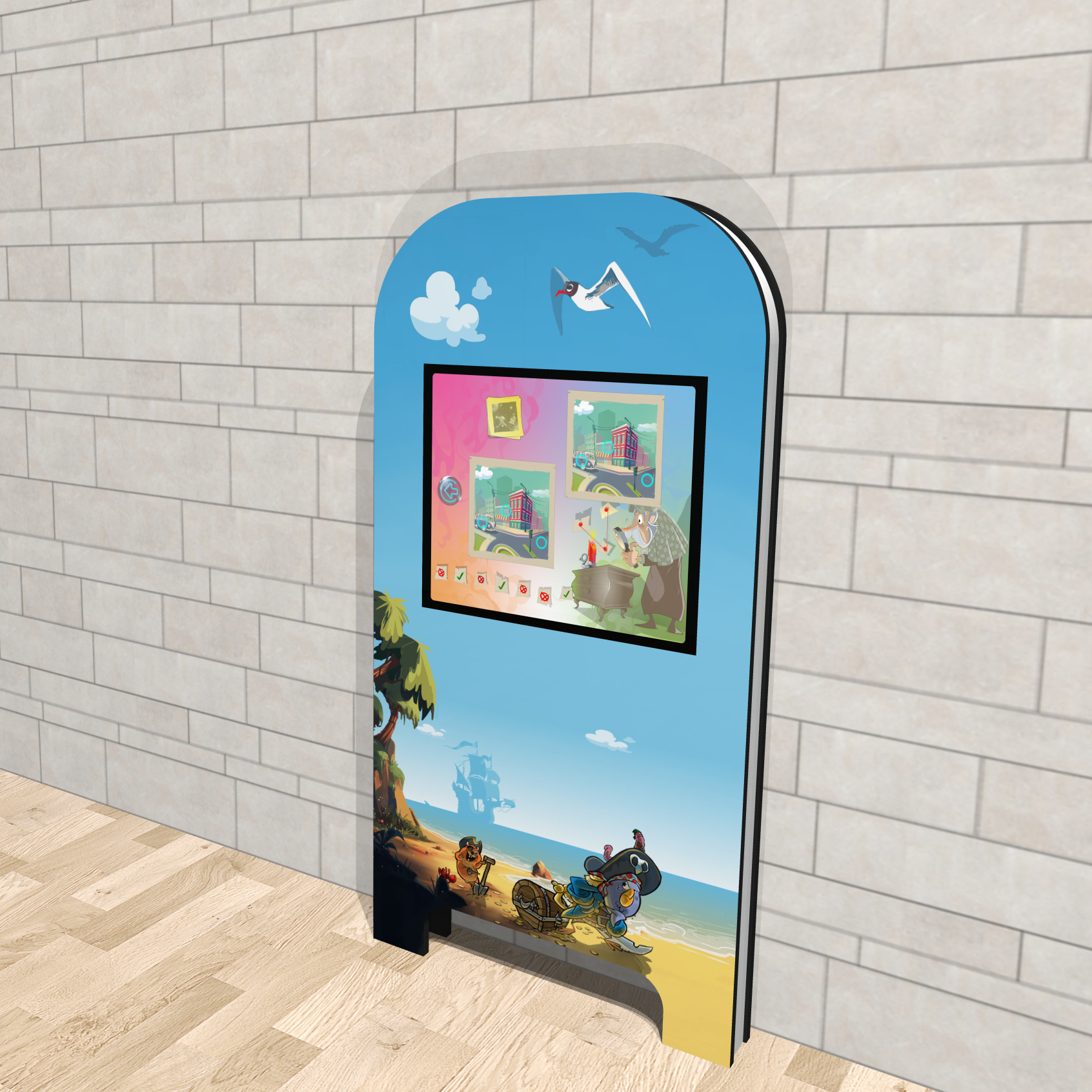 Magic Wall deluxe Pirateninsel Kinderterminal Kindercomputer Touchscreen Kinderspielecke Uno22