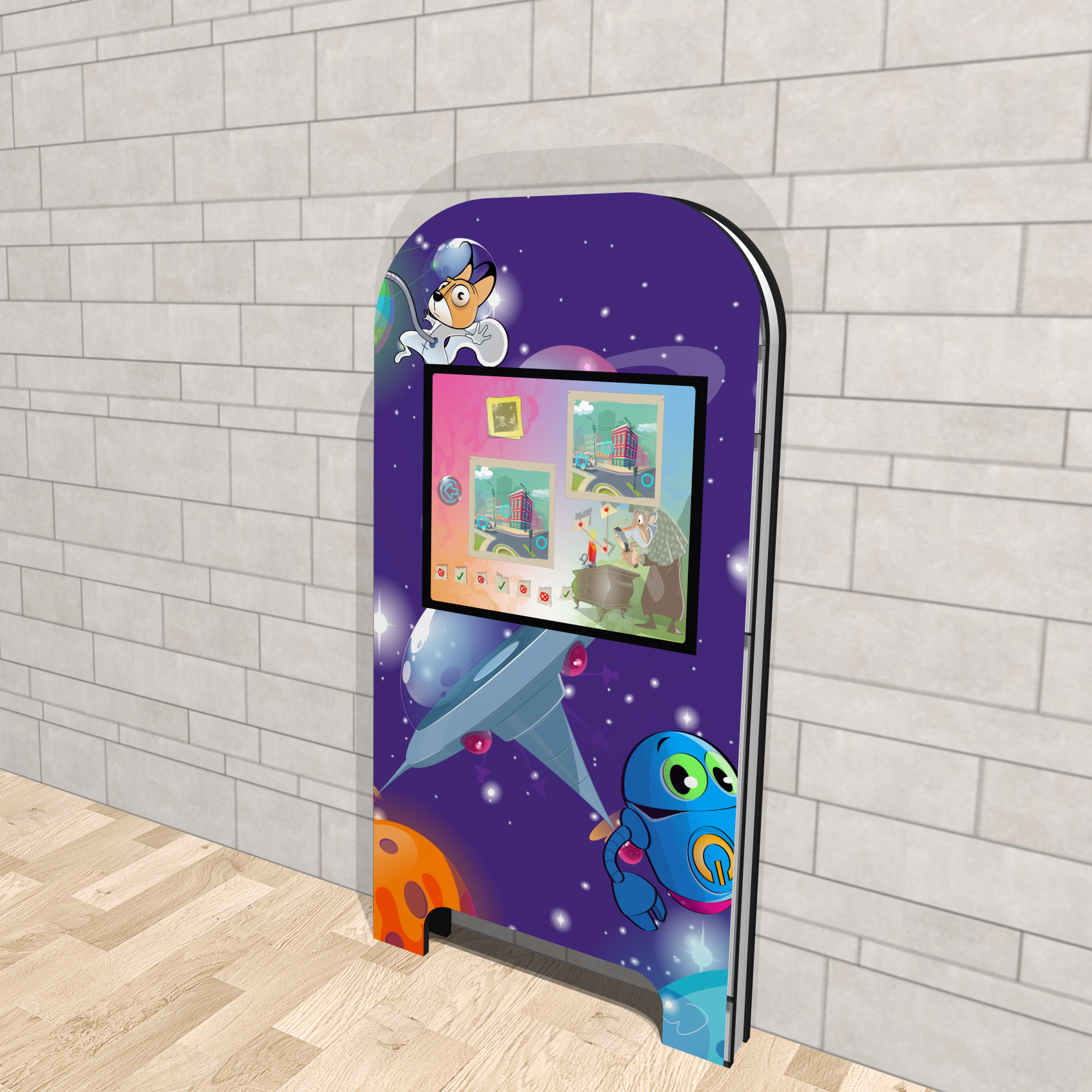 Magic Wall deluxe Raumstation Kinderterminal Kindercomputer Touchscreen Kinderspielecke Uno22