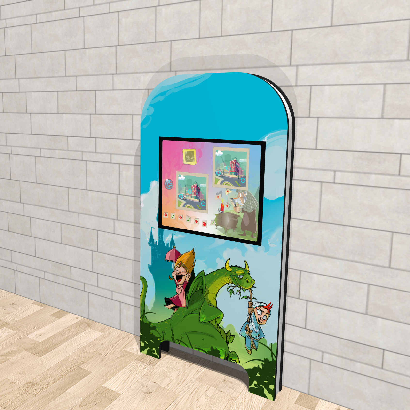 Magic Wall deluxe Ritter Kinderterminal Kindercomputer Touchscreen Kinderspielecke Uno22